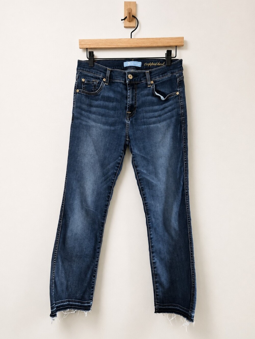 7 For All Mankind B(air) Cropped Boot Cut Jeans Women's Size 28 Medium Wash